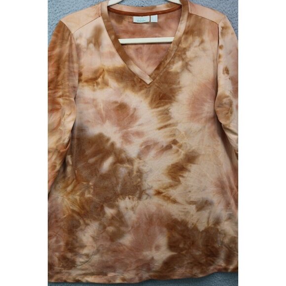 LOGO Lounge Tie Dye Long Sleeve Tunic Top-Size Medium-Boho-Pockets - Picture 2 of 10